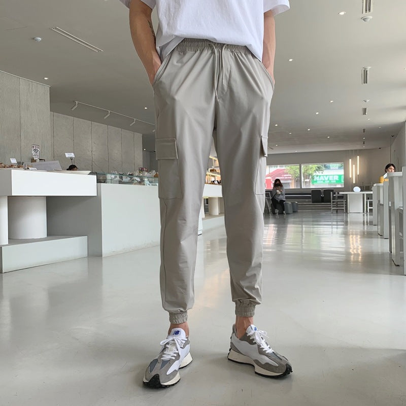 Men's cargo pants with elastic waistband and practical side pockets Lisslune