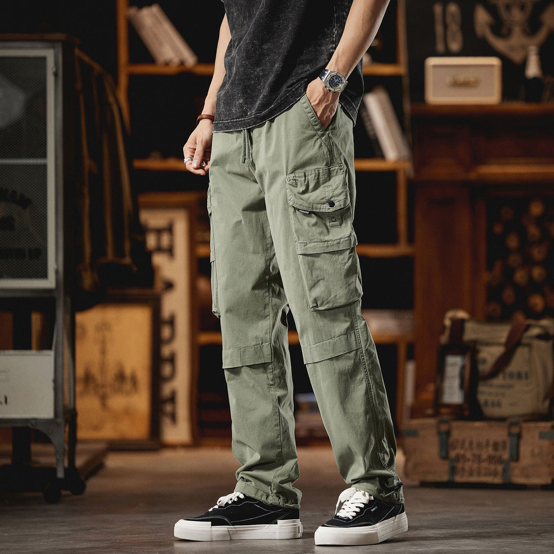 Men's cargo pants with numerous utility pockets and elastic waistband Lisslune