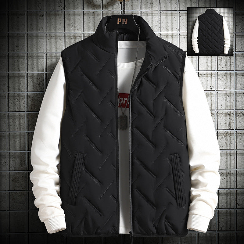 Men's insulated quilted vest with high collar and practical side pockets Lisslune