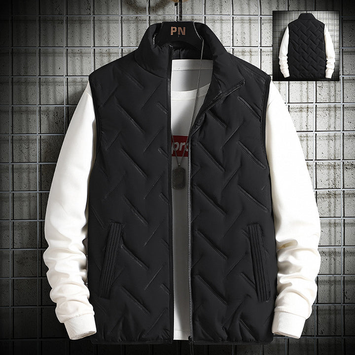 Men's insulated quilted vest with high collar and practical side pockets Lisslune