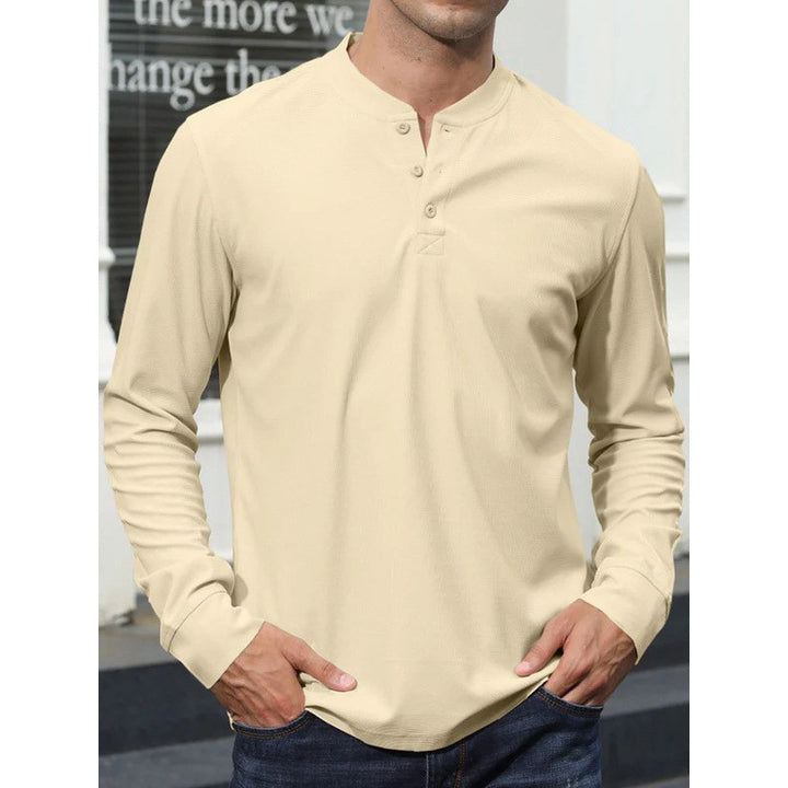 Men's long-sleeved shirt with button placket and comfortable fit Lisslune