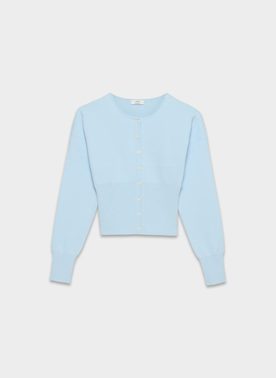 Women's Cropped Cardigan with Button Placket and Ribbed Knit Lisslune