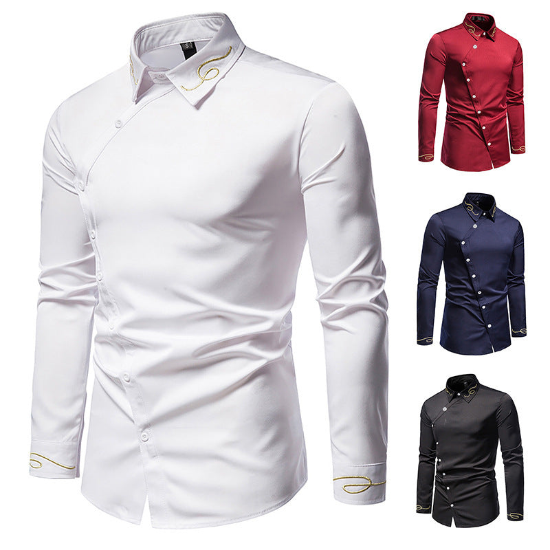 Men's Elegant Long Sleeve Shirt with Decorative Button Details Lisslune