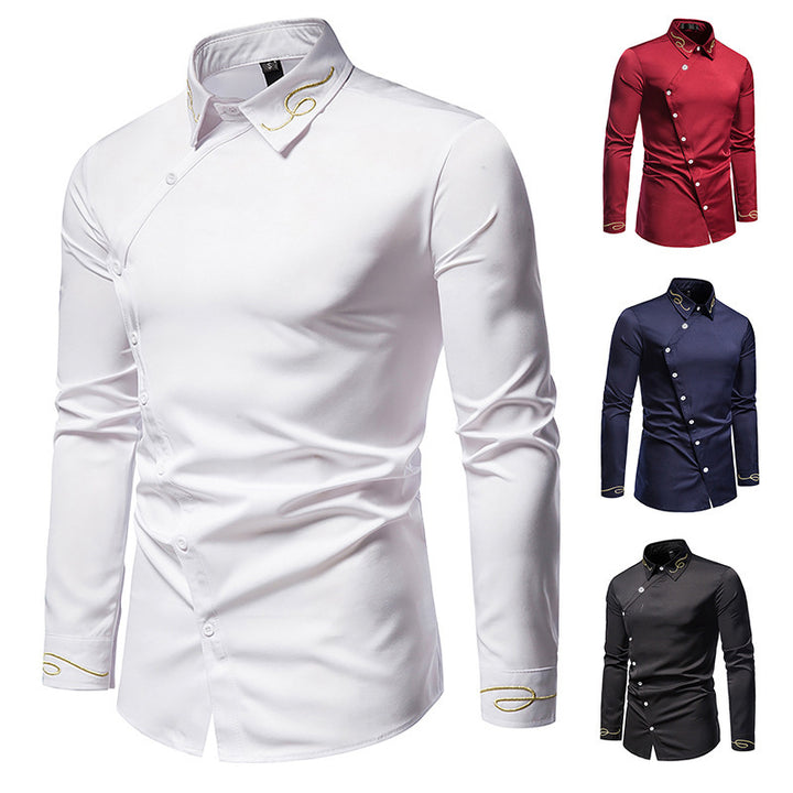 Men's Elegant Long Sleeve Shirt with Decorative Button Details Lisslune