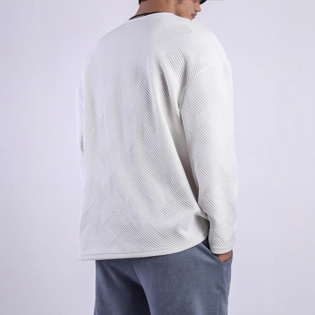 Men's long-sleeve shirt with button-down collar and textured pattern Lisslune