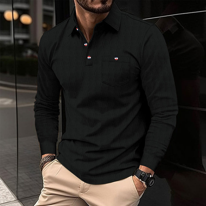 Men's long-sleeve shirt with textured design and stylish accents Lisslune