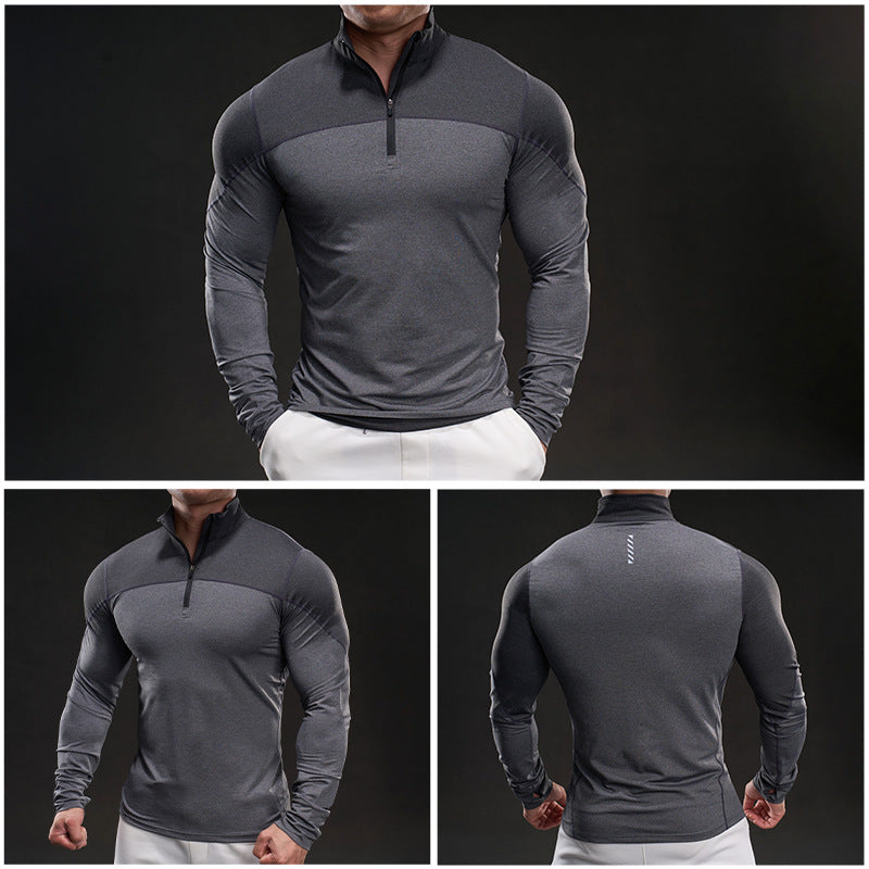 Men's functional long-sleeve shirt with high collar and zipper Lisslune