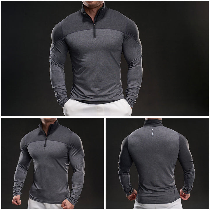 Men's functional long-sleeve shirt with high collar and zipper Lisslune