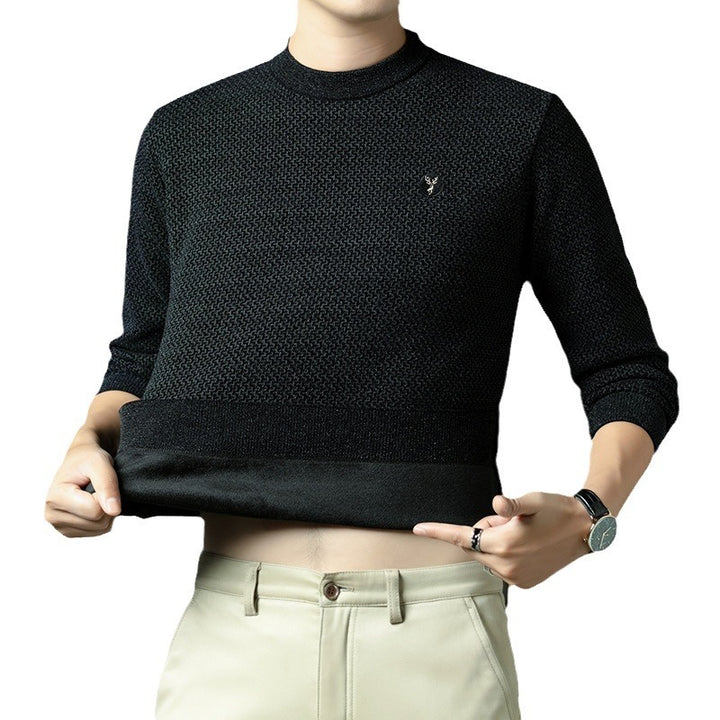 Men's Structured Sweater with Round Neckline and High-Quality Knit Texture Lisslune