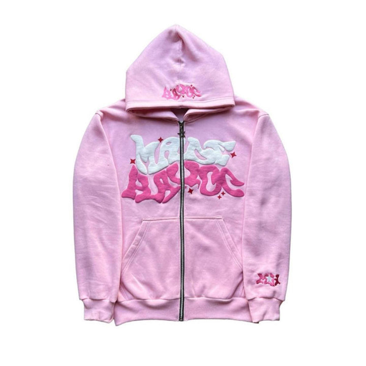 Women's hooded jacket with creative graphic design and high-quality zipper Lisslune