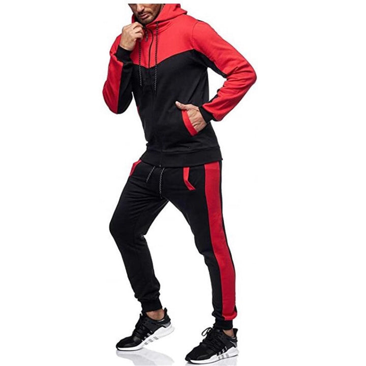 Men's sporty tracksuit set with hood and stylish contrast seams Lisslune