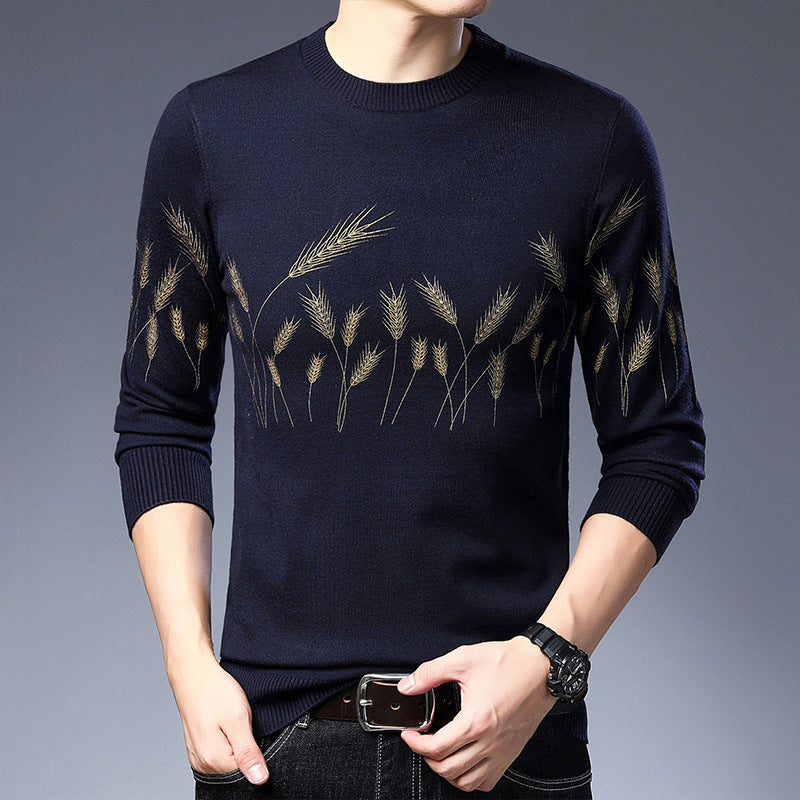 Men's knit sweater with elegant grain motif Lisslune