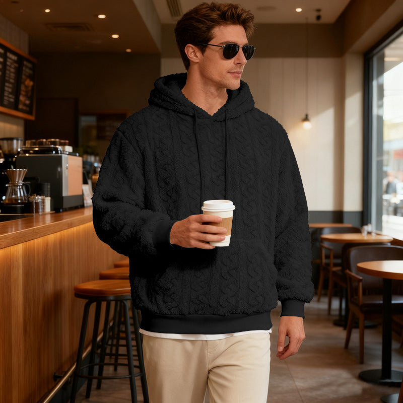 Men's Cozy Hoodie with Textured Fleece Lisslune