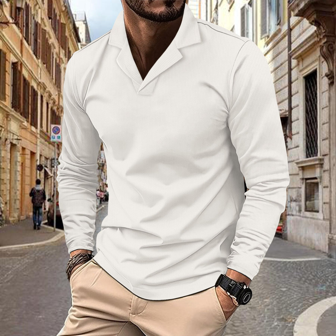 Men's casual long-sleeve shirt with structured design and modern stand-up collar Lisslune