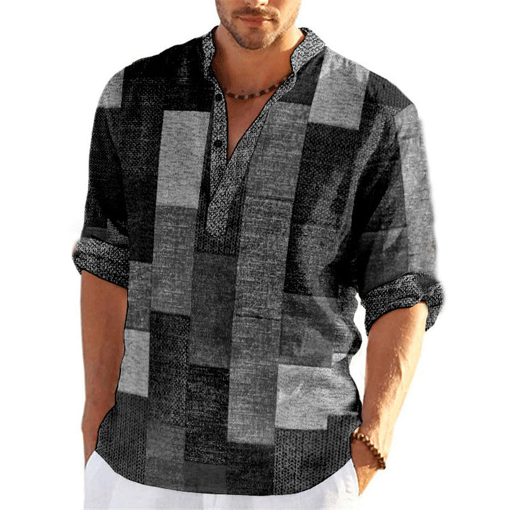 Men's Casual Short Sleeve Shirt in Modern Check Pattern Lisslune