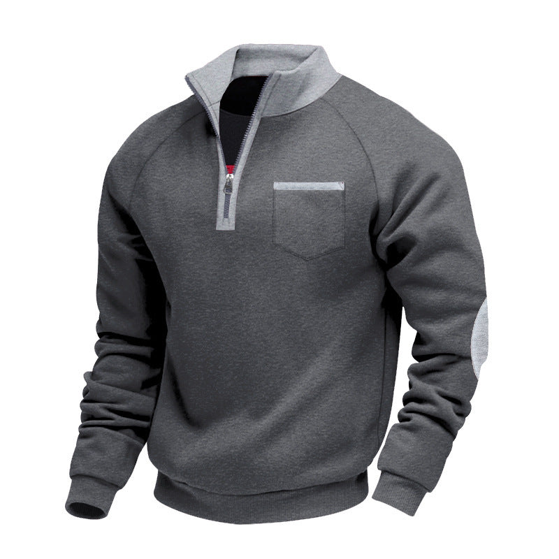 Men's sweatshirt with stand-up collar and practical pockets Lisslune