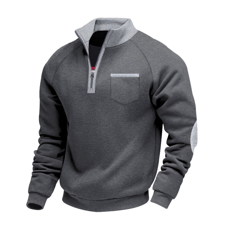 Men's sweatshirt with stand-up collar and practical pockets Lisslune