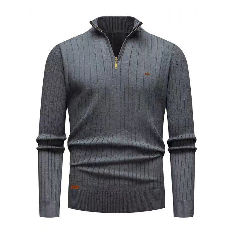 Men's pullover with modern zipper and ribbed structure Lisslune