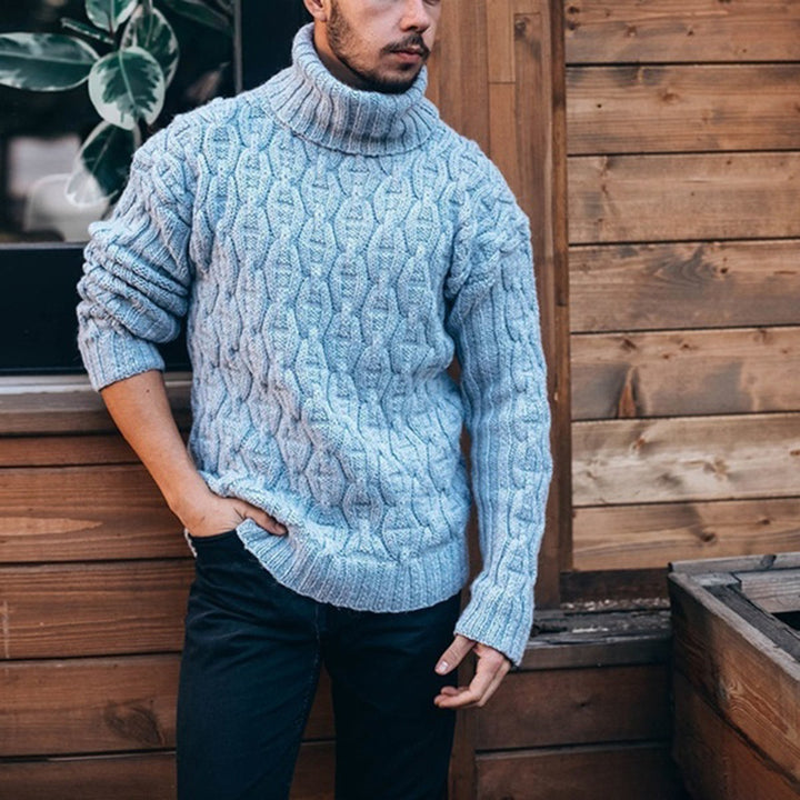 Men's chunky knit turtleneck sweater Lisslune