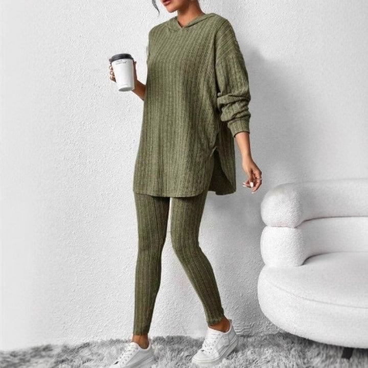 Damen Bequemes Lounge-Set mit Kapuze und schmalen Hosen Lisslune