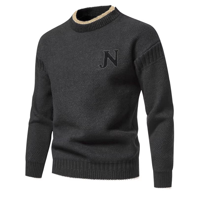 Men's Structured Knit Sweater with Round Neck Lisslune