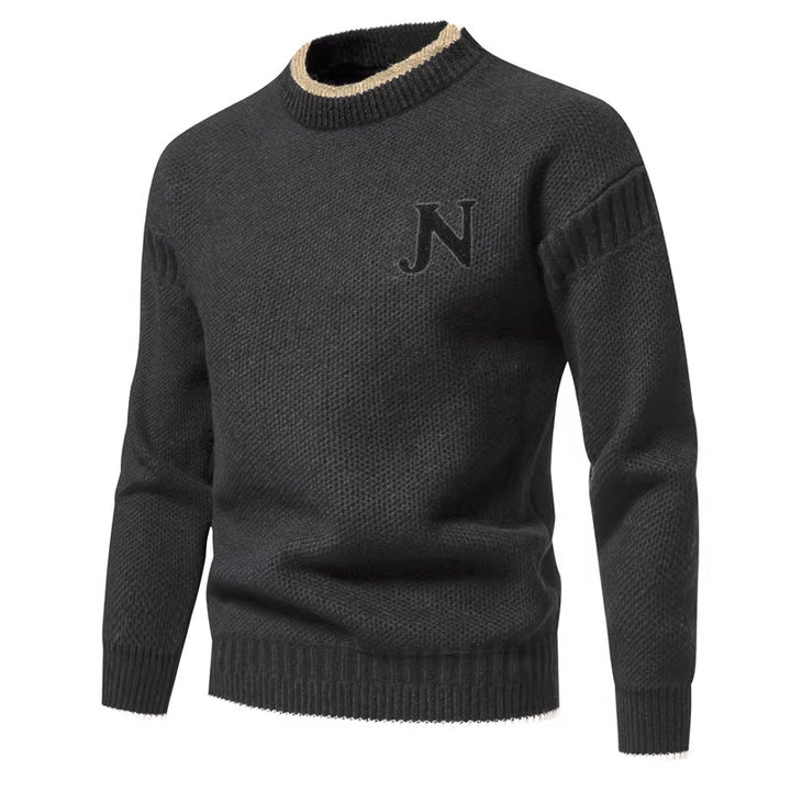Men's Structured Knit Sweater with Round Neck Lisslune