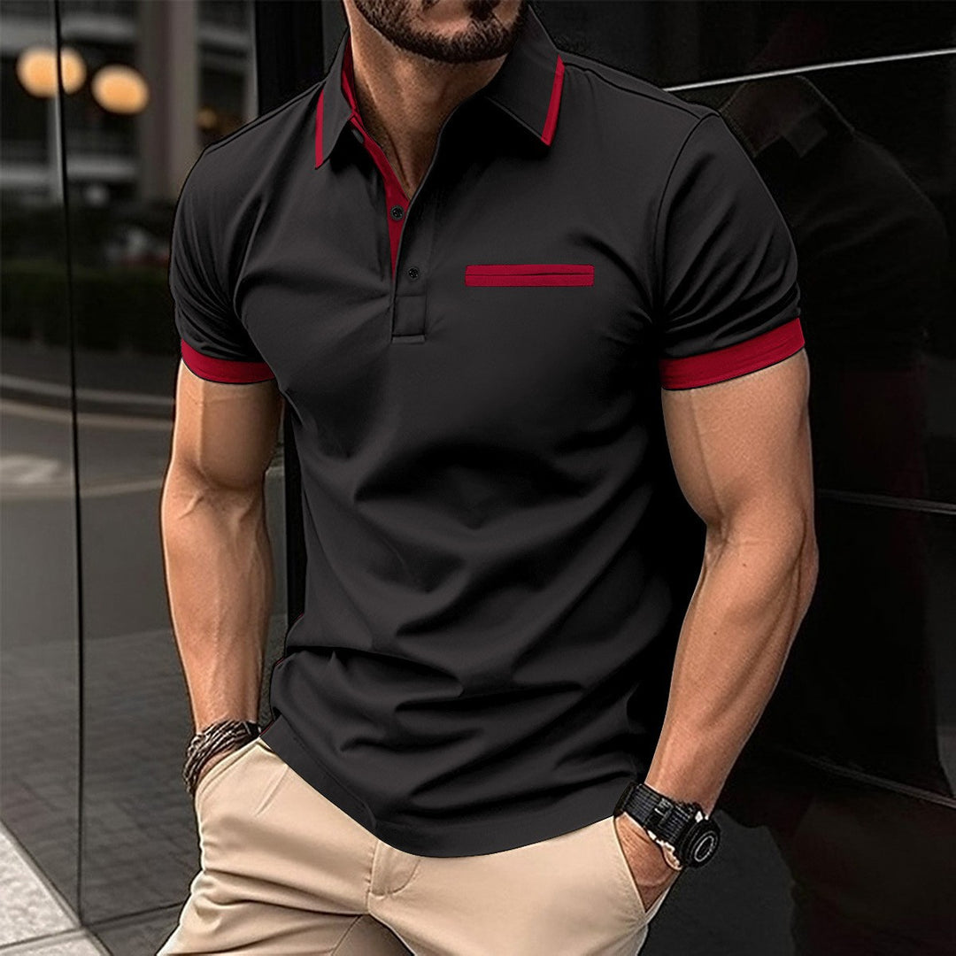 Men's polo shirt with stylish contrast collar and practical chest pocket Lisslune