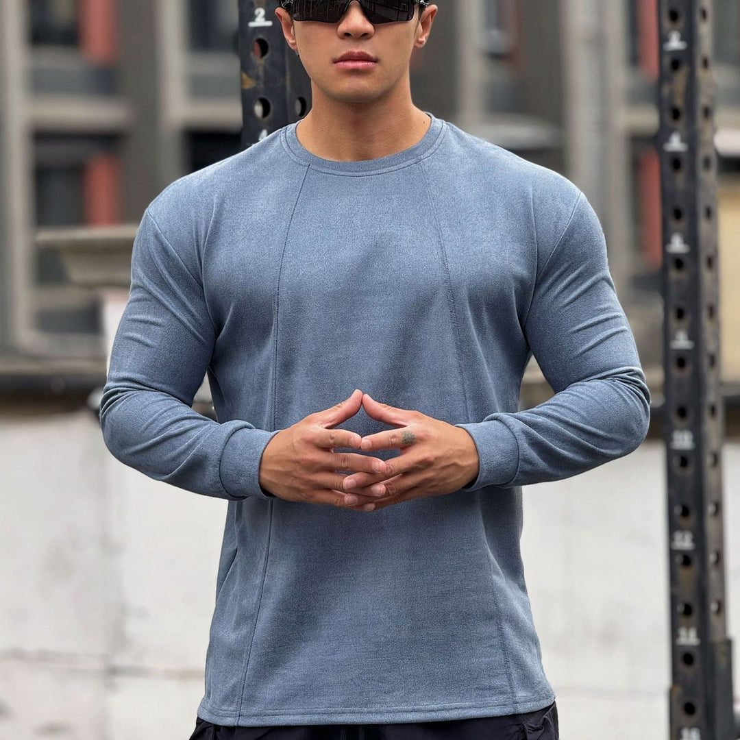 Men's Long Sleeve Sports Shirt with Seamless Processing and Fitted Cut Lisslune