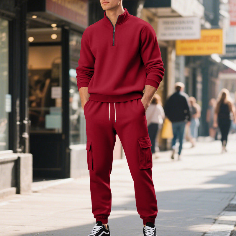 Men's sporty leisure set with high collar and practical cargo pockets Lisslune