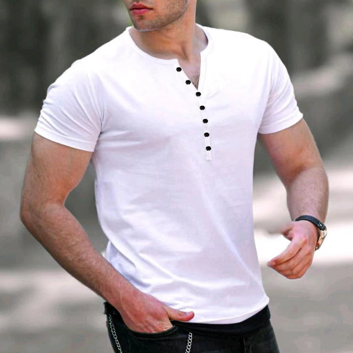 Men's Short Sleeve Shirt with Classic Collar and Fashionable Button Closure Lisslune