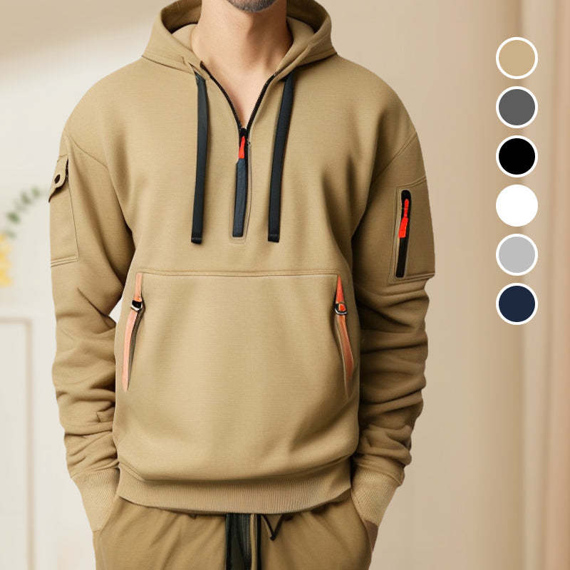 Men's functional hoodie with innovative zipper and practical pockets Lisslune