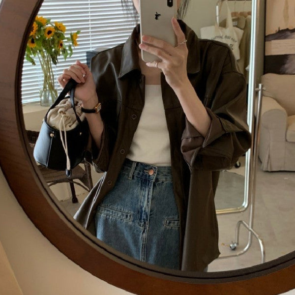 Women's outerwear jacket in fashionable oversized style with practical pockets Lisslune