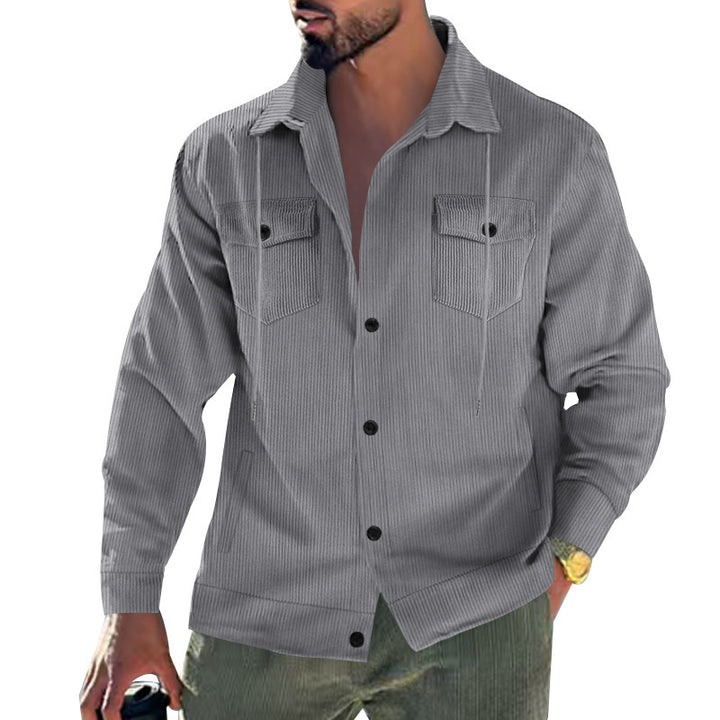 Men's Cord Jacket with Practical Pockets and Classic Cut Lisslune
