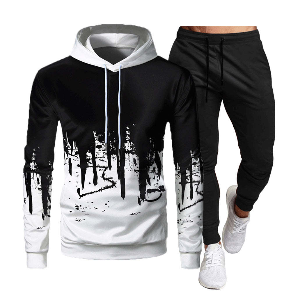 Men's Sporty Hooded Sweatshirt with Stylish Graphic Design and Comfortable Jogger Pants Lisslune