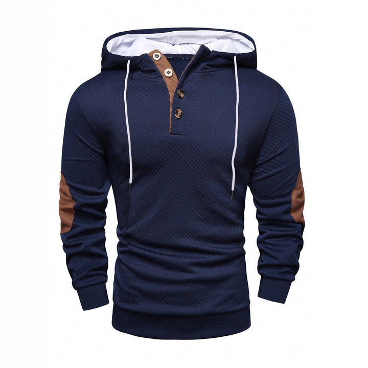 Men's sporty hooded sweatshirt with unique structural design and fashionable accents Lisslune