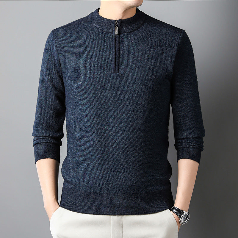 Men's sweater with half zipper and textured design Lisslune