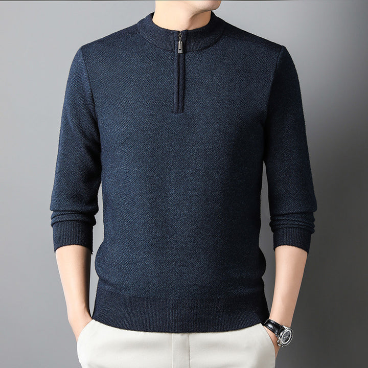 Men's sweater with half zipper and textured design Lisslune