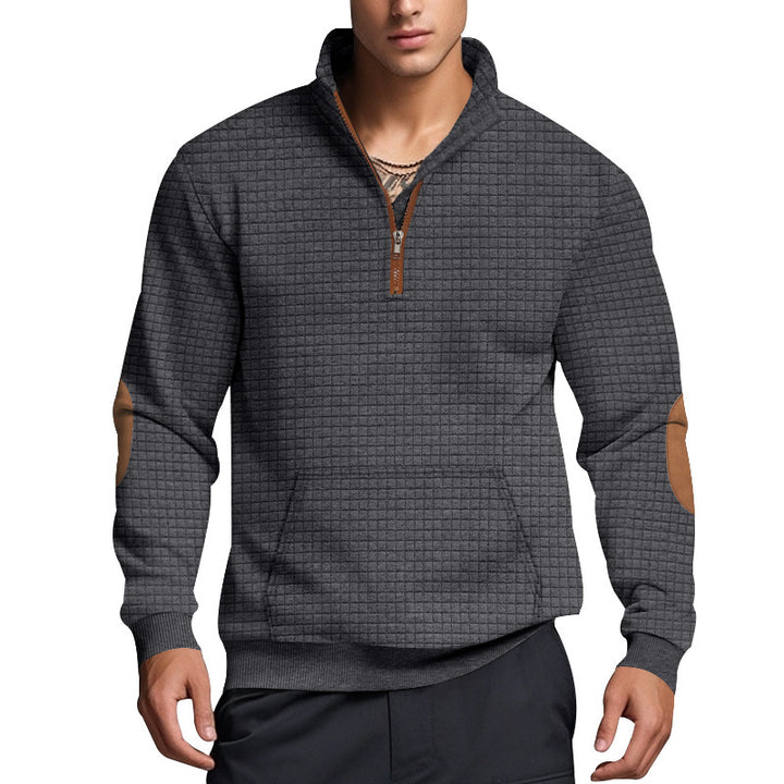 Men's structured fleece pullover with stylish stand-up collar Lisslune