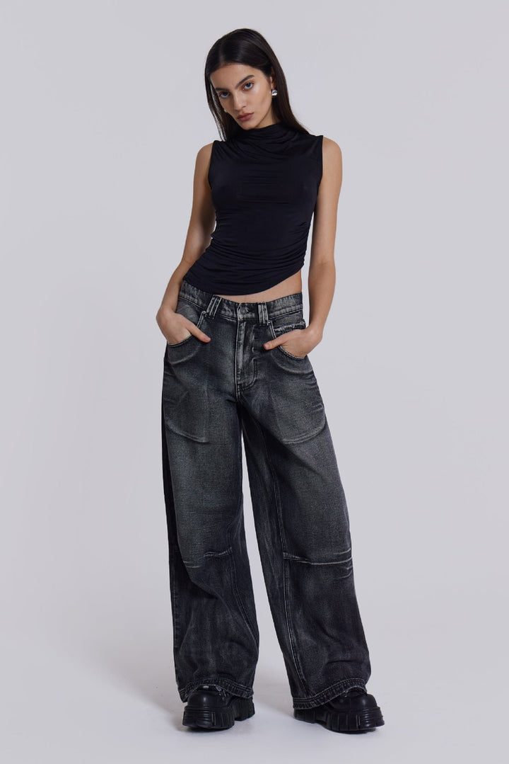 Damen weite Jeans mit kunstvollem Flügel-Design und einzigartigen Details Lisslune