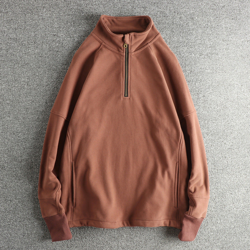 Men's fleece jacket with half zipper and side pockets Lisslune
