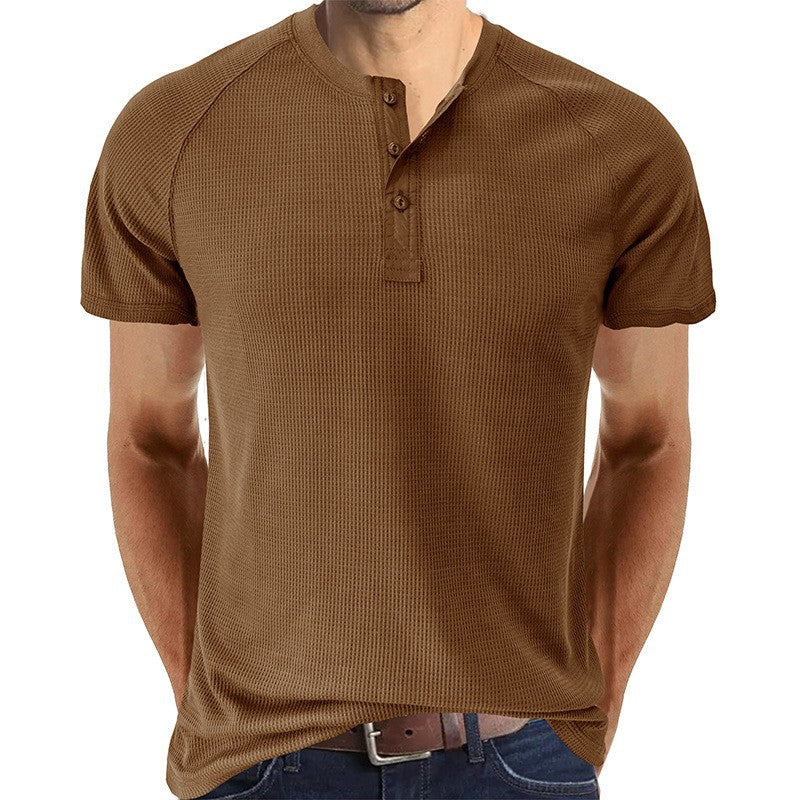Men's short-sleeve shirt with fashionable button closure and textured fabric Lisslune