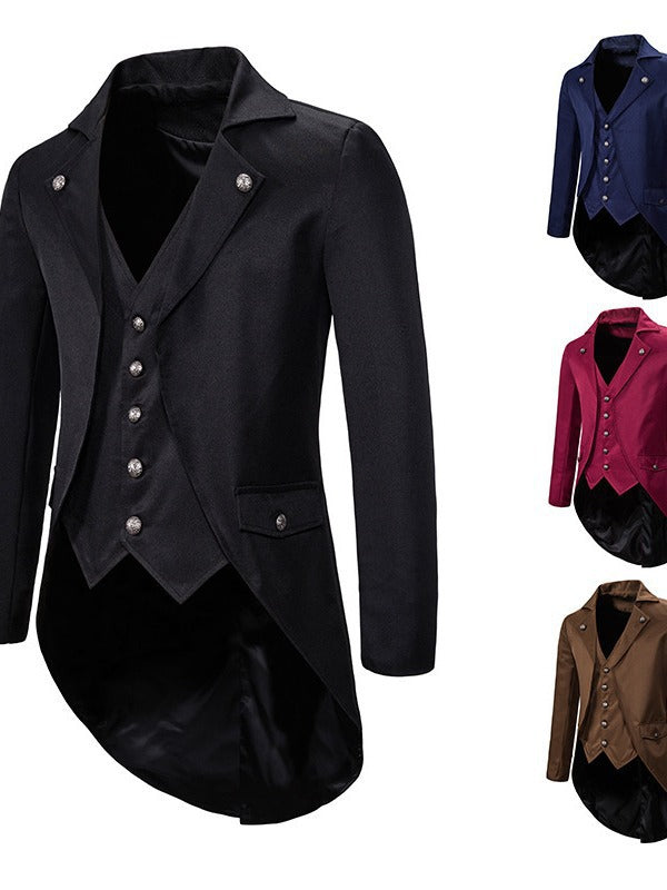 Men's elegant suit coat with asymmetric cut and fine details Lisslune