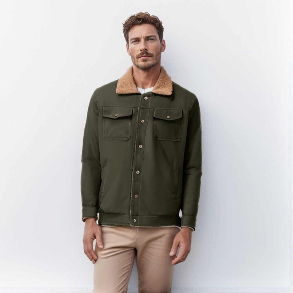Men's casual jacket with synthetic fur collar and practical pockets Lisslune