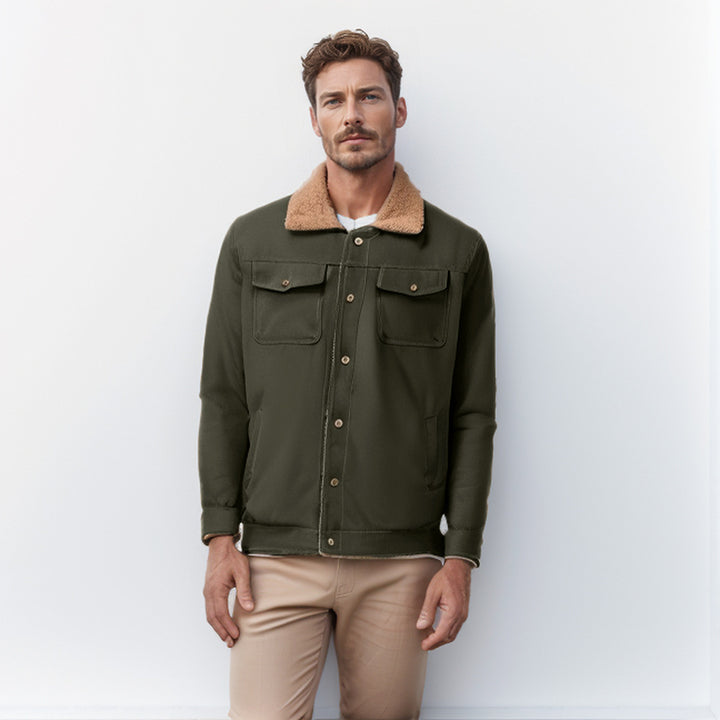 Men's casual jacket with synthetic fur collar and practical pockets Lisslune