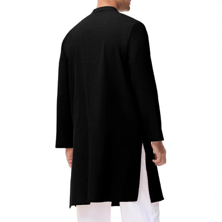 Men's Kurta with a Rising Collar and Decorative Wooden Buttons Lisslune