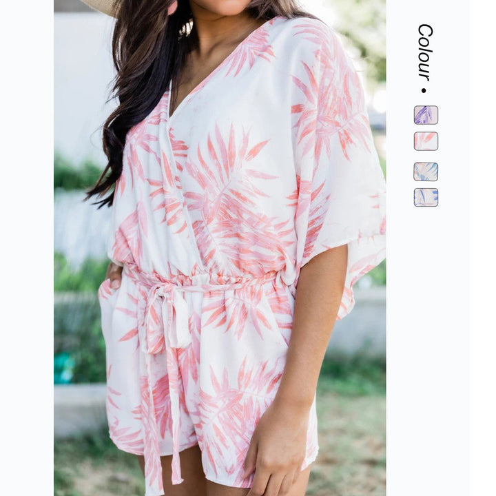 Ladies Romantic Beach Dress with casual cut and elastic waist drawstring