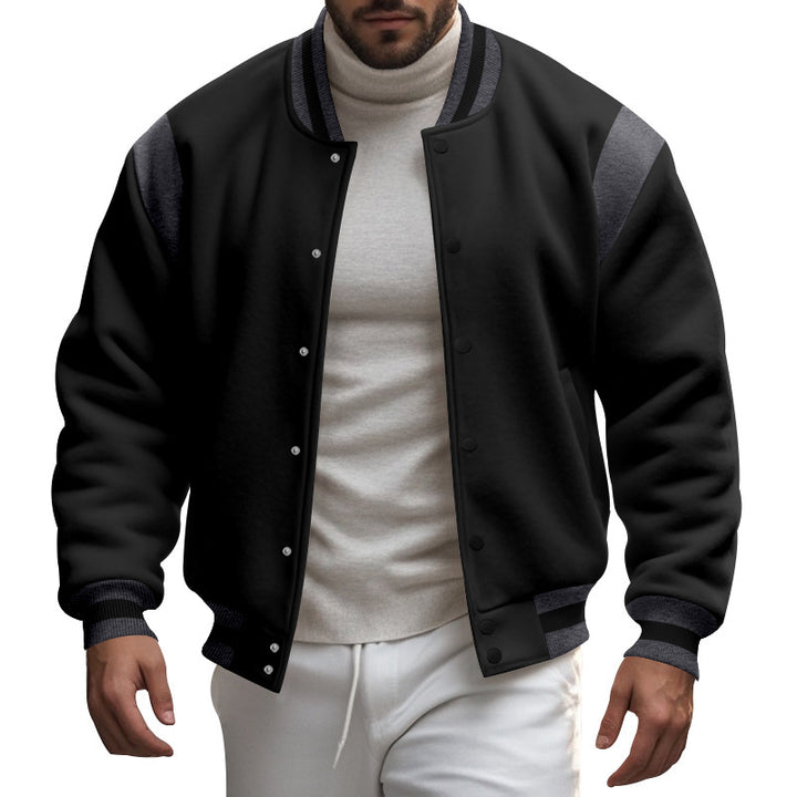 Men's Sporty College Jacket with Modern Design and Contrast Sleeves Lisslune