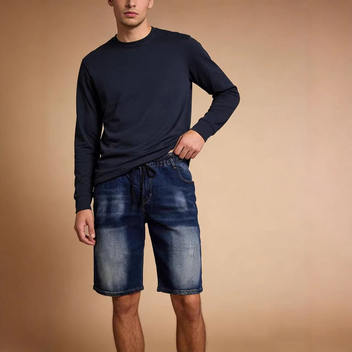 Herren bequeme Denim-Shorts mit elastischem Bund und lässigem Design Lisslune