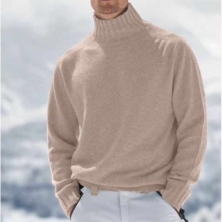 Men's turtleneck sweater made of high-quality wool with textured details Lisslune