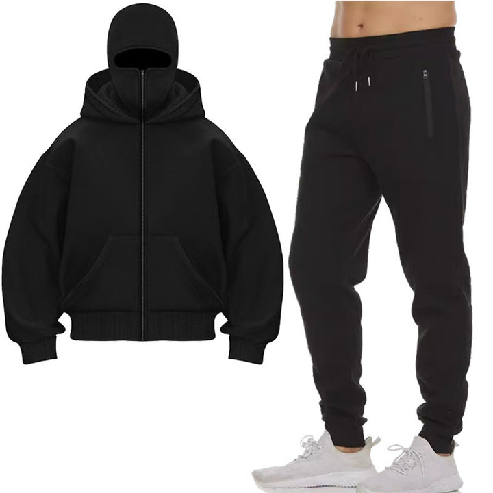 Men's tracksuit with high collar hood and practical zip pockets Lisslune